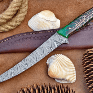 Custom Hand Made Damascus Steel Fillet Knife For Fish and Meat | – Boning Knife with Pine Cone Resin Handle 12" Custom Gift - 2