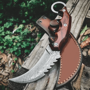 Handmade Damascus steel Personalized Karambit Knife Groomsman Gift Hunting Knife Camping Gift for Boyfriend Men Anniversary Birthday Gift