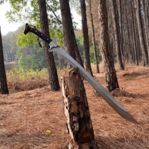 Handmade High Carbon Steel Sword: Rosewood Handle, Leather Sheath