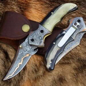 Anniversary Edition COPPER Damascus Pocket Knife Handcrafted Copper Folding Knife Unique